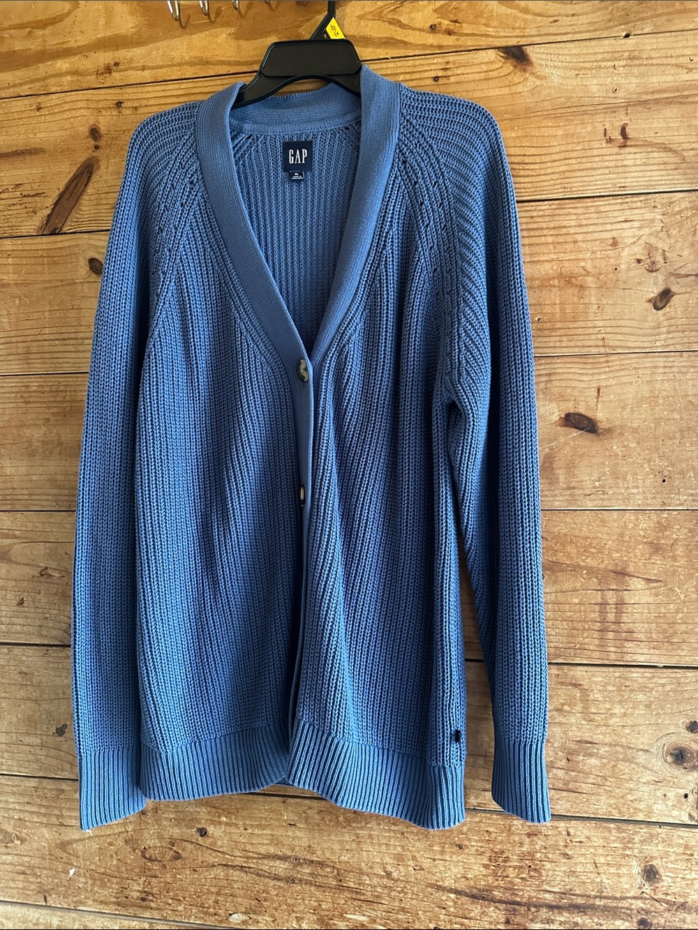 GAP Men's Light Blue Knit Button-Front Cardigan